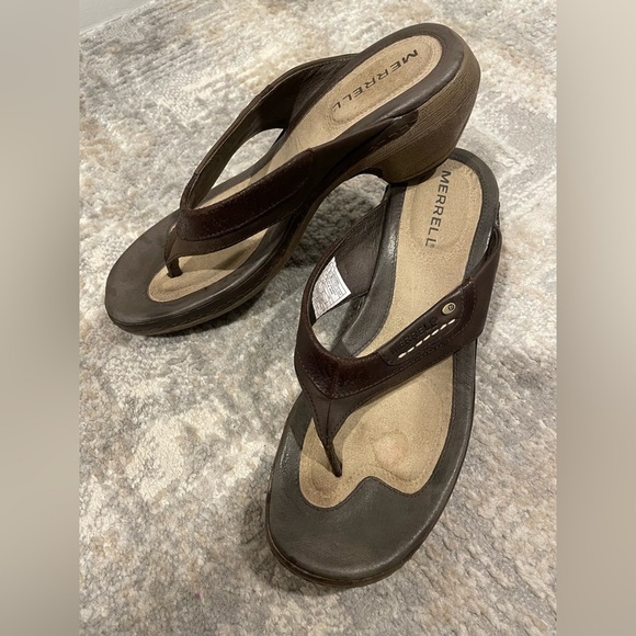 Merrill Shoes - Merrell Luxe Thong Coffee Brown Leather Sandals Women’s Size 7 Open Toe Summer